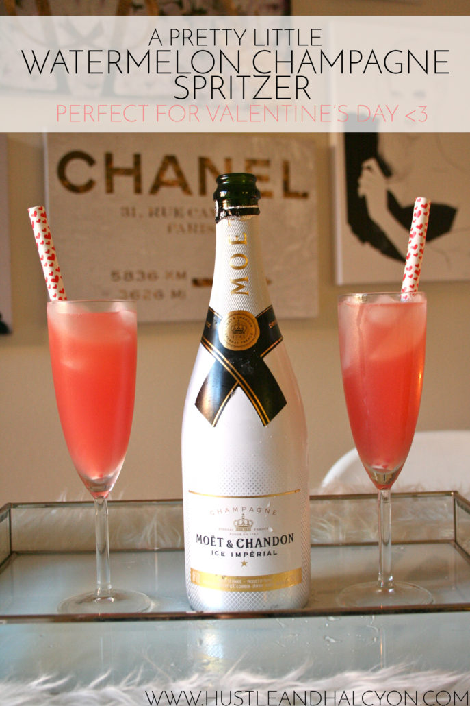 The Freshhhest Champagne Spritzer ( Perfect for Valentine's Day!! ) | www.HustleAndHalcyon.com