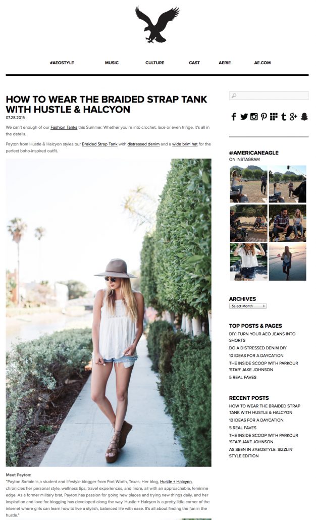 HUSTLE + HALCYON ON AMERICAN EAGLE OUTFITTERS BLOG // AEO