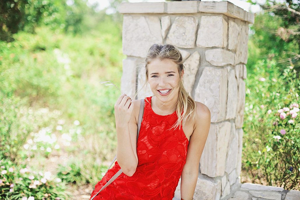 Pop of Red in Lovers + Friends Red Lace Shift Dress // Hustle and Halcyon