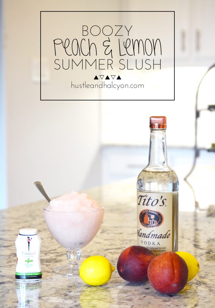 Boozy Peach & Lemon Summer Slush ( can make with vodka or the non-alcoholic version! )