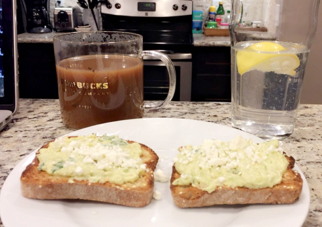 Healthy Girl Meal Diary: protein-packed avo toast | www.hustleandhalcyon.com
