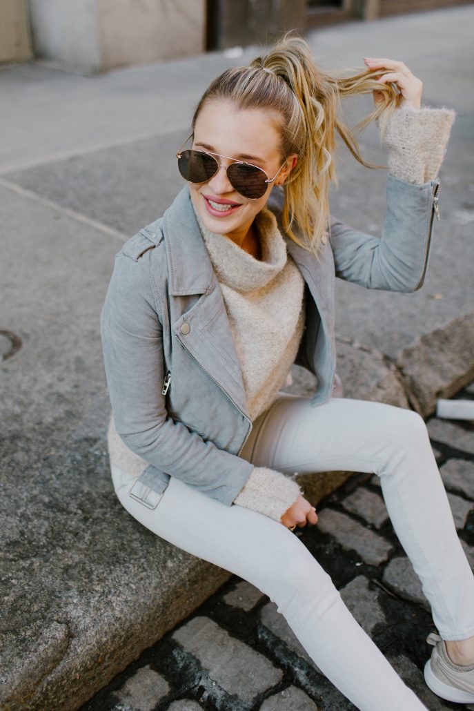Hustle + Halcyon wears an on-the-go look in spring neutrals