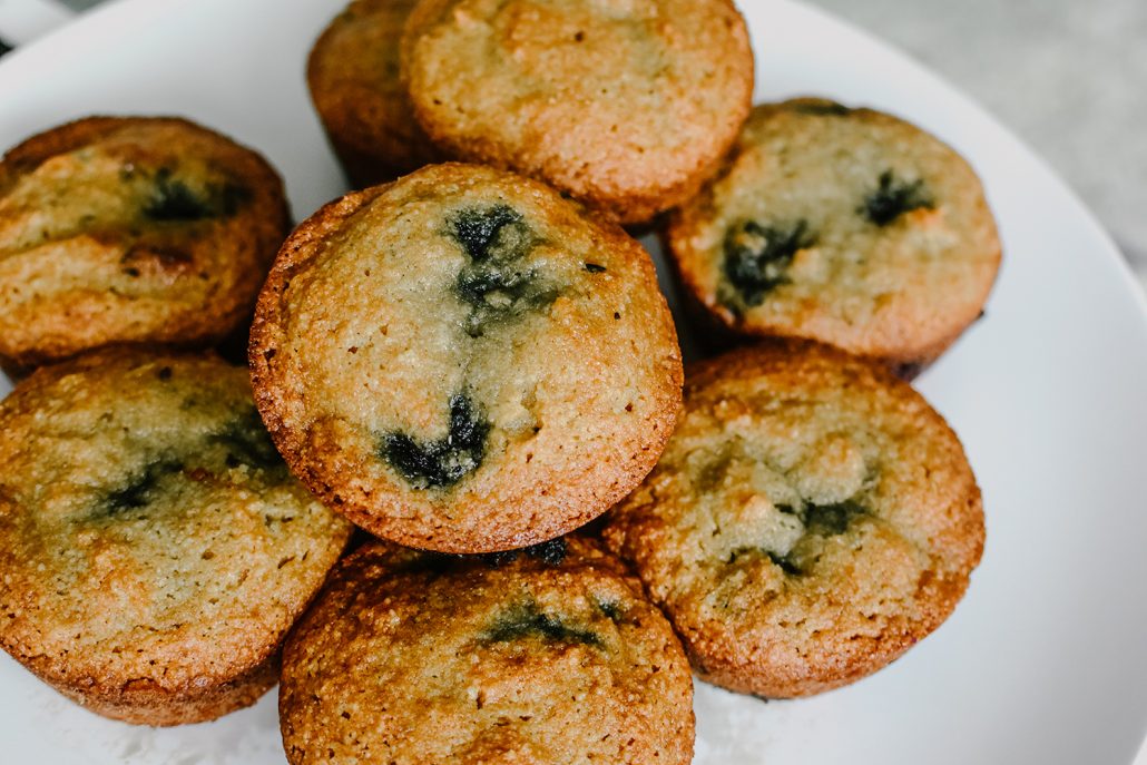 gluten free and dairy free blueberry muffin recipe by payton sartain of Hustle + Halcyon