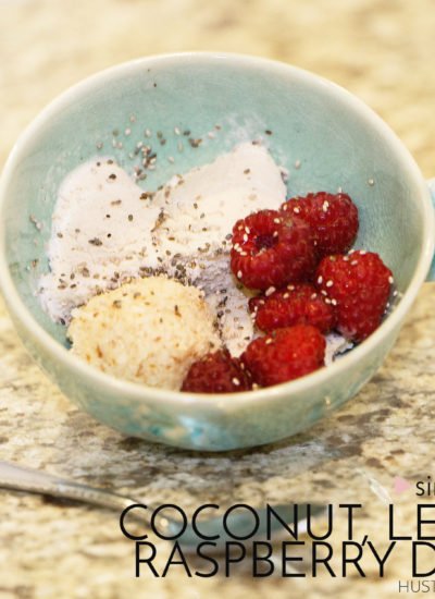 A Skinny-Mini Dessert: Lemon "Cake" with Coconut Ice Cream and Raspberries! [Add Some Chia Seeds, Because Why Not?] | www.HustleAndHalcyon.com