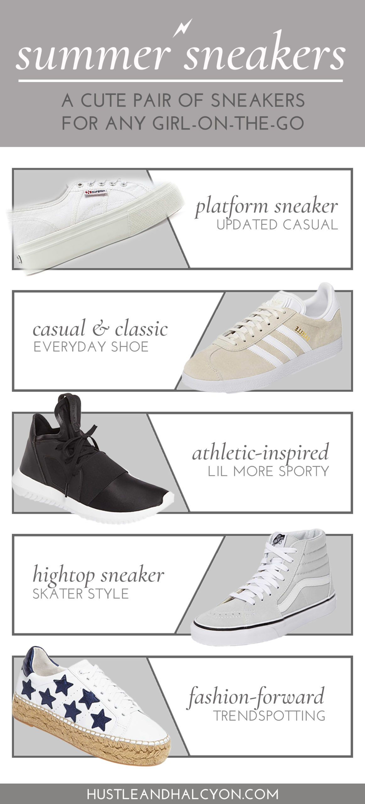 Summertime Sneakers: A Pair of Sneakers for Every Kind of Gal on the Go with Hustle + Halcyon