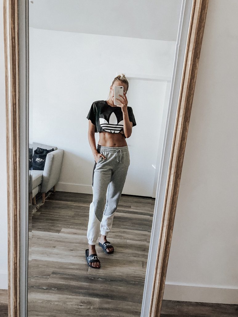 Adidas and Aritzia Sweatpants on Blogger Payton Sartain
